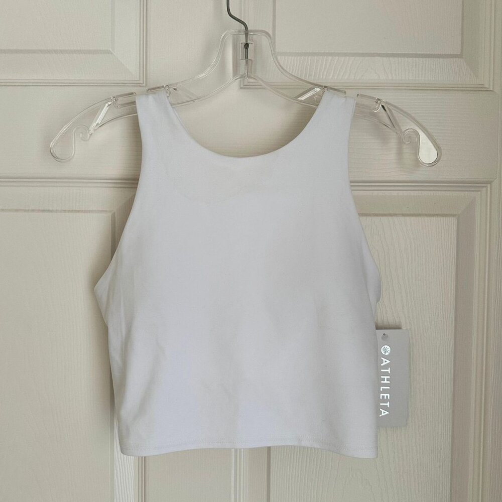 NWT Athleta Conscious Crop Sports Bra White Tank, Size Medium